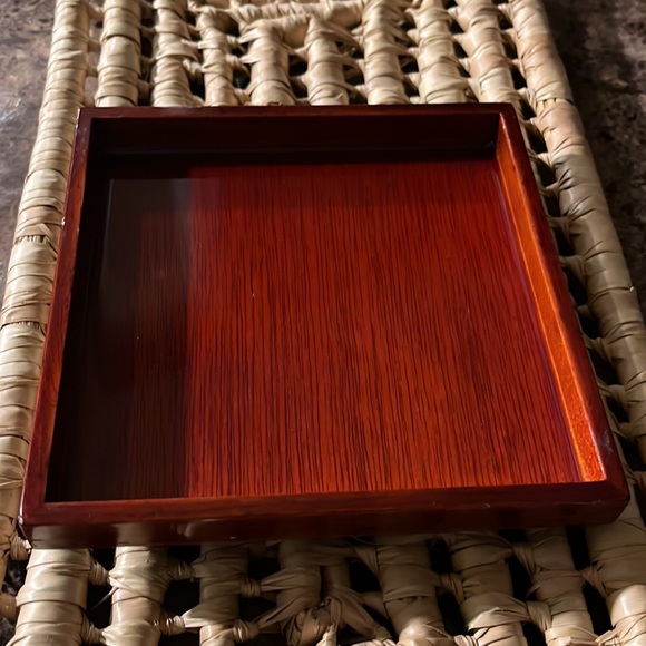 Vintage Lacquer 2 Piece Mother of Pearl Inlaid Box - Picture 2 of 8